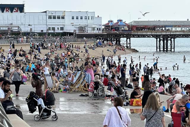 Soaring temperatures brought holidaymakers to the resort over the weekend (Credit: RNLI Blackpool)
