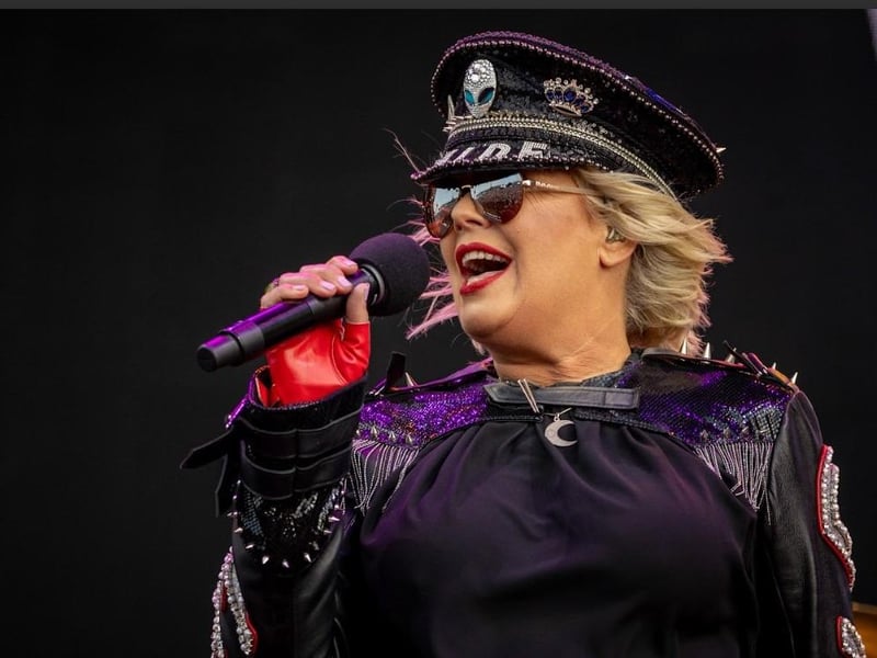 Kim Wilde gets the crowd going at Lytham Festival on Saturday night