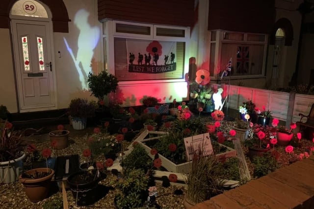The same garden at night