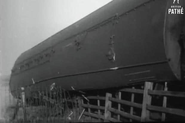 This picture shows one of the carriages when a train crashed in Lytham in 1924. Twelve passengers and the driver of the train were killed instantly, and a further two people later died of their injuries