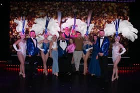 Viva Broadway opening night celebrations with the Viva Showgirls dancers with vocalist.
Left to right: Vocalist Toby Beal, assistant choreographer Joanna Laurie Hilton, choreographer Lucy Gallagher, host and entertainment Director Leye D Johns, vocalist Charlotte Hall, Viva proprietor Martin Heywood, vocalist Laura Jones, production Manager and Vocalist Matt Andrews