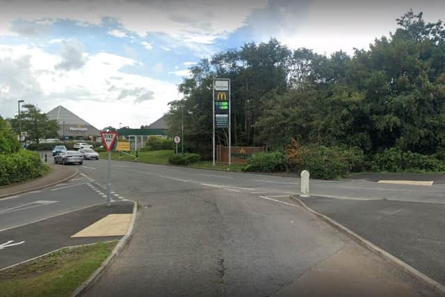 Two cars were involved in a collision near the exit of Morrisons car park in Cleveleys (Credit: Google)