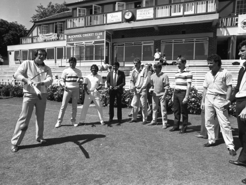 Sports promoter John Farrar organised a three-day cricket festival at Stanley Park which attracted nearly 50 world class stars and well over 7,000 spectators. The festival was the biggest event of its type held on the Fylde Coast for years, and the most ambitious of Farrar's projects so far. He is pictured above showing off his sporting prowess at the festival