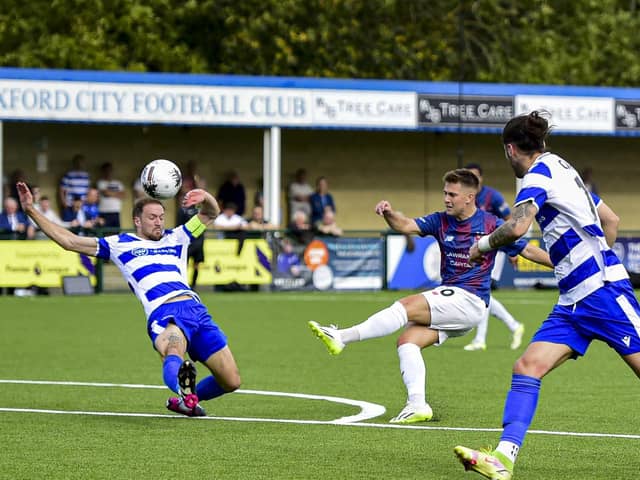 Action from the Coasters' defeat at Oxford City on Saturday (photo courtesy of Steve Mclellan)
