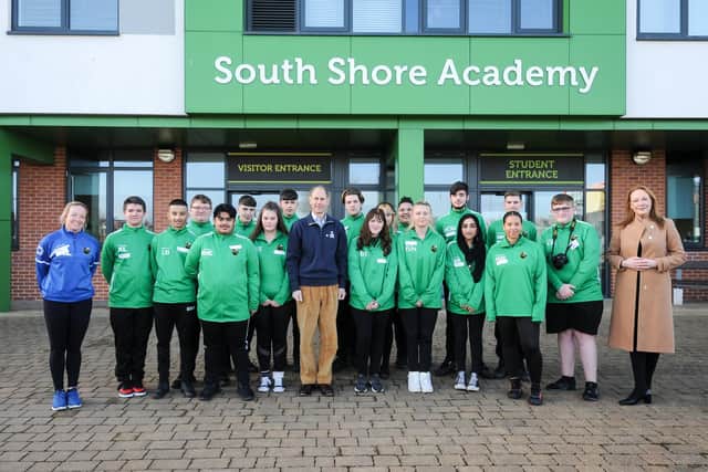Prince Edward - HRH The Earl of Wessex - lines up with proud DofE volunteers from South Shore Acadamy