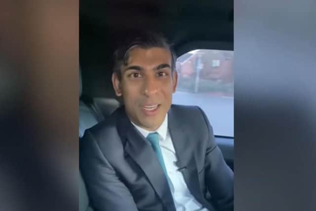 Rishi Sunak said he "deeply regrets" not wearing a seatbelt as he filmed a social media clip in the back of a moving car in Blackpool