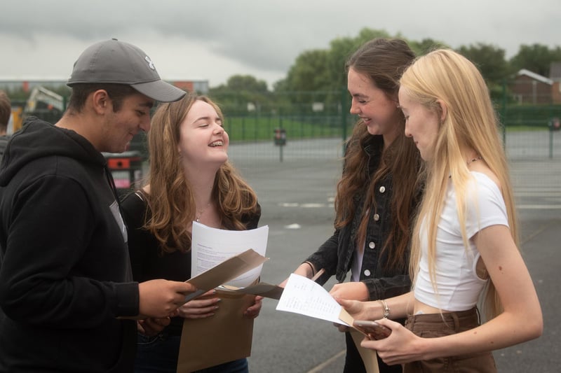 Pupils holding their results