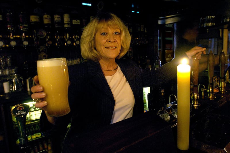 Beer by candlelight: Thatched House landlady Valerie Ballentine, 2005