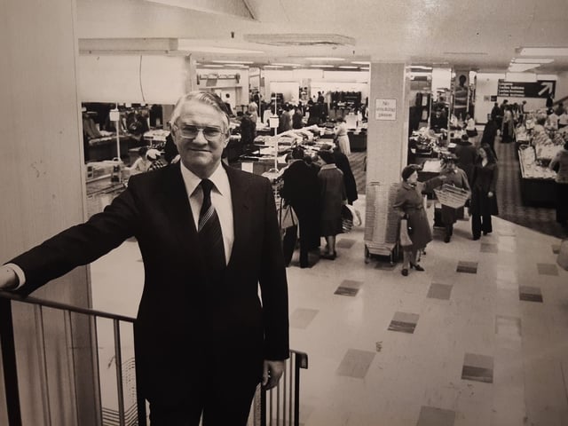 Marks and Spencer store manager inside the Church shop in 1980