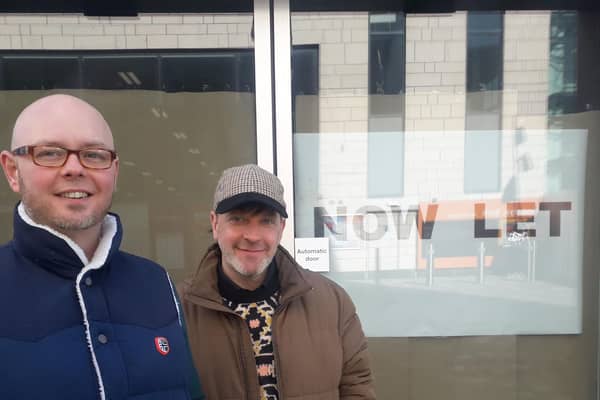 Carl Walker (left) and Ian Meeson, of Blackpool Theatre Collective, outside their new premises in Bickerstaffe Square