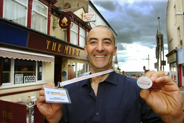Neil Measures at The Mitre, West Street, Blackpool celebrating a heritage award