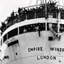 Empire Windrush arrives at Tilbury Docks in London