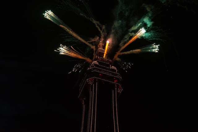Fireworks from the top of Blackpool Tower as the illuminations are switched on for 2023. Photo: Kelvin Lister-Stuttard