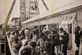 A scene of a packed pier in 1990
