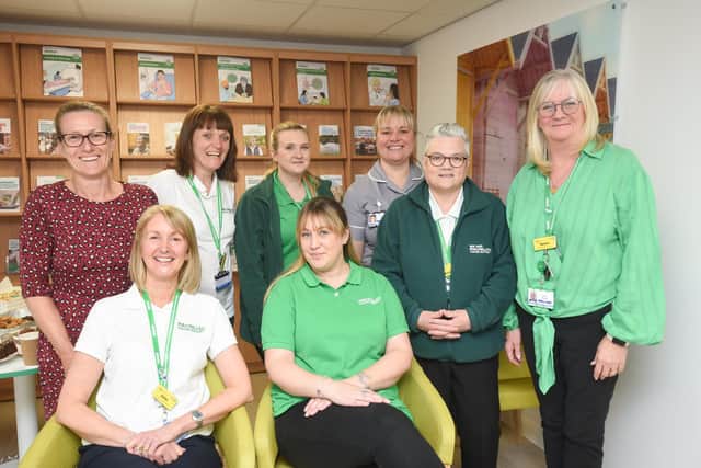 Linda Nolan opens the Macmillan Information and Support Centre at Fleetwood Hospital. The team from Blackpool Macmillan.
