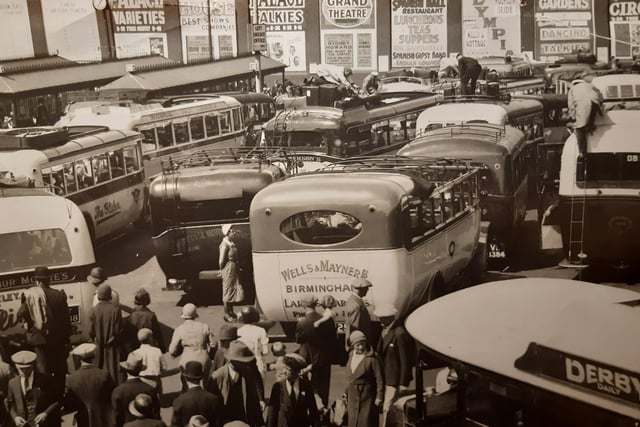 The caption on this 1932 picture says: "The Blackpool motor-coach (yes, motor-coach) station in Talbot Road was working at top pressure during the weekend where there was one of the greatest change-overs of the season, the Bank Holiday week crowd going out and the Preston week crowd coming in. Express motor-coaches were running to and from nearly all parts of the country
