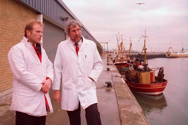 Prospective Labour Fisheries Minister Mr Elliot Morley (right), with Fleetwood Port Superintendent Callum Couper in 1997