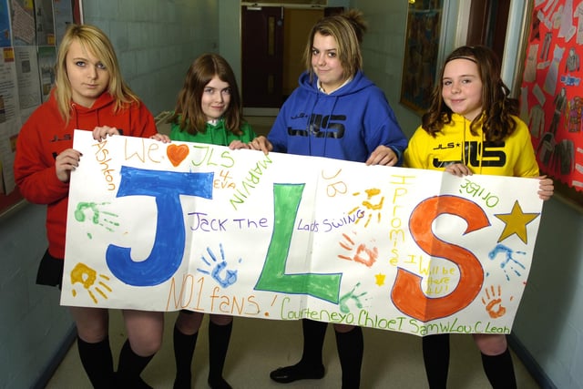 Students at Beacon Hill High School were preparing for the JLS concert in Blackpool.  Pictured L-R is Jade Morrissey, Natasha Wilcock, Carla Jones and Chloe Towers