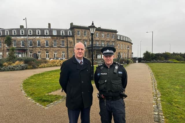 Deputy PCC Andy Pratt MBE joined Inspector Martin Wyatt, to discuss the challenges being faced by officers in the seaside town and to see how officers are tackling hot spot areas for dangerous driving, anti-social behaviour, and other offences.