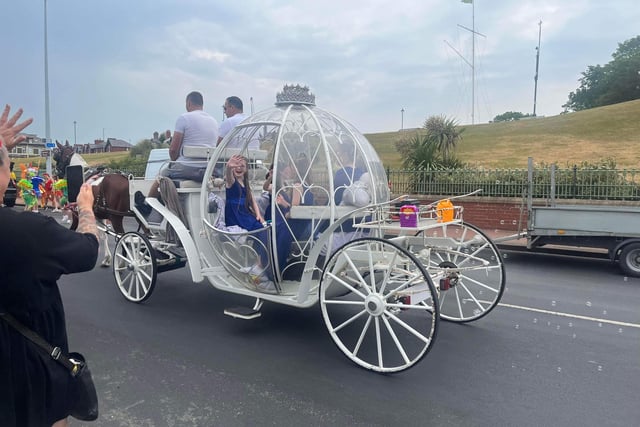 Fleetwood Carnival Queen and retinue in their carriage. Photo: Charles Garrity