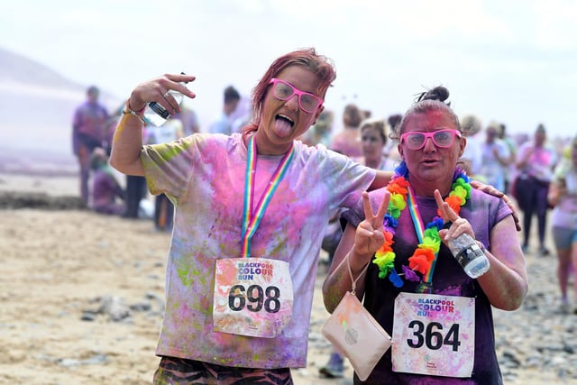 These two participants were among the hundreds who had a great time at Blackpool Colour Run