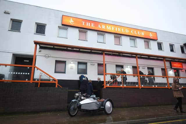 A blue plaque is unveiled at The Armfield Club where the Swallow Side Car was built in 1922