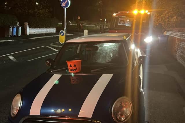 The driver was given a Section 59 warning after being pulled over on Mythop Road (Credit: Lancashire Police)