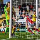 Dan Butterworth doubles the Fleetwood lead at Burton Picture: SAM FIELDING / PRiME MEDIA IMAGES