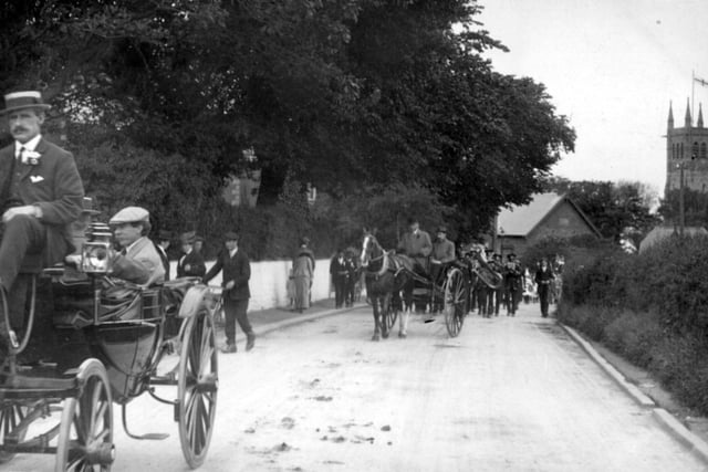 Bispham Gala parades along All Hallows Road from the direction of the Parish Church in 1913