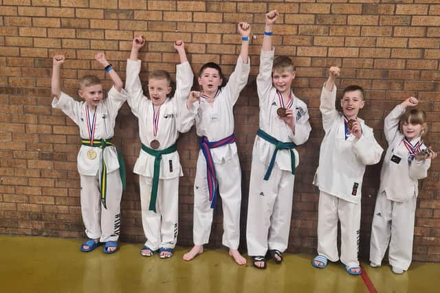 Youngsters from The Mount Taekwondo Club in Fleetwood with their medals after taking part in the Kyorugi, or sparring, competition at the Manchester Spring Open
