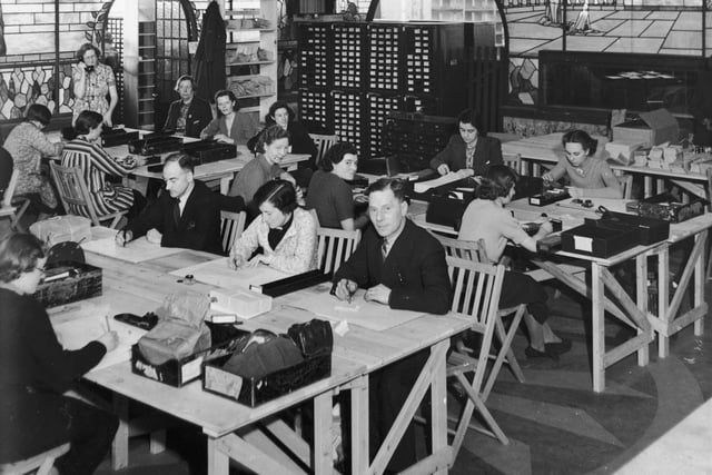 The Pensions Department of the Ministry of Health adapt to their luxurious new offices in the solarium of a Blackpool hotel, 5th January 1940. The entire ministry was   relocated during World War II