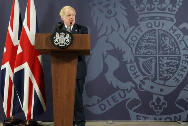 Boris Johnson speaking in Blackpool in June
