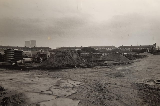 The redevelopment of Greenfield Road, once full of prefabs, were soon to become the bungalows which we know today. This was 1982
