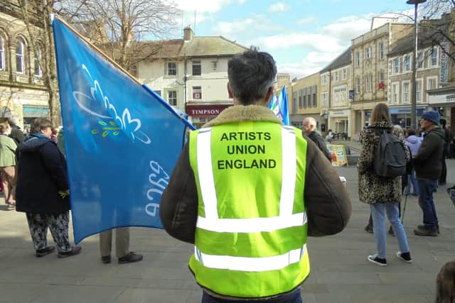 Anthony representing the Artists Union at a recent anti-war demonstration in Lancaster