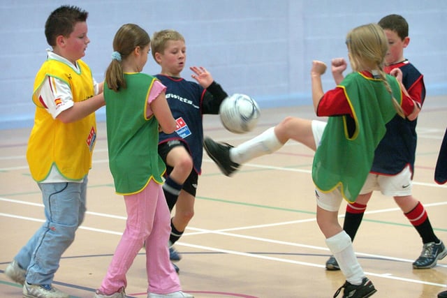 Local children took part in a Domino's Pizza sponsored half-term football academy at Lytham YMCA. Pictured is action from a match in the gym