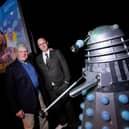 Peter Purves and Professor Andrew Ireland in the room where scenes for the Doctor Who missing episode recreation were filmed.