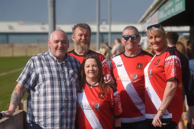 Lee Rigby FC play Hurt Plant Hire in a charity football match at AFC Blackpool. Pictured are club directors Dan Ferguson, Kev Gray, Gillian Gray, Wal Mitchinson and Debby Mitchinson.
