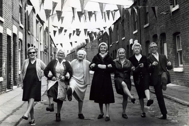 Some of Revoe's oldest residents seen on May 1 1974 shortly before their homes in Ibbison Street, Blackpool were bulldozed. From left: Alice Radcliffe, Lilian Read, Gladys Williamson, Rose Jones, Dorothy Williamson, Doris Pickles and Joe O'Neill