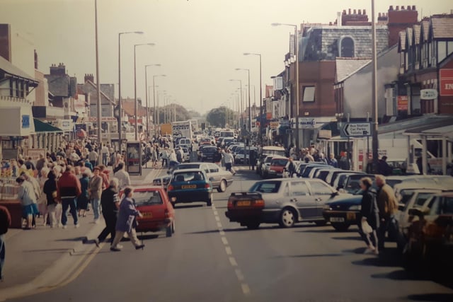 Looking down a bustling Victoria Road West, mid-90s