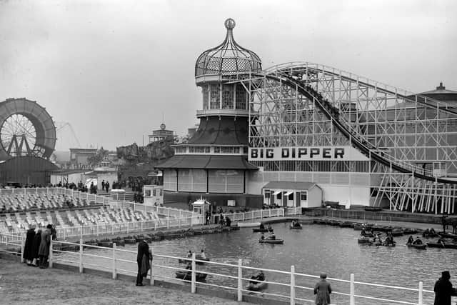 View from across the Boating Lake to the Big Dipper in 1928. (Picture by Blackpool Pleasure Beach)