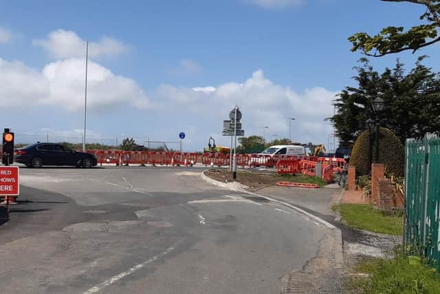 Roadworks at the junction of Division Lane and Common Edge Road