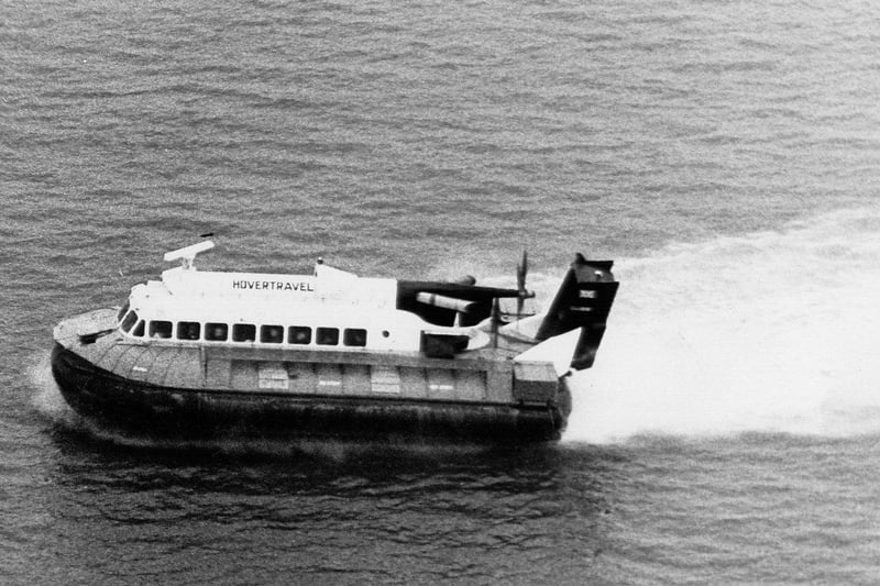 An aerial shot of the Hovercraft - the first to cross the Ribble from Blackpool to Southport in 1973