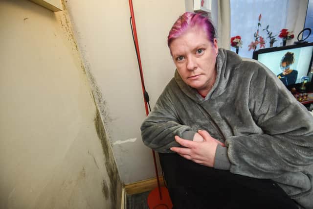 Karen Birchall is fed up of damp in her flat on Park Road