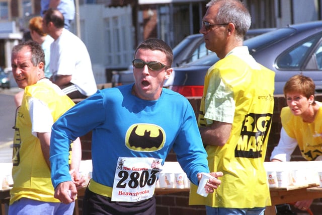 David Dudley competes in last years Blackpool 10k fun run dressed in his batman outfit, 1999