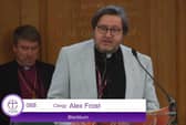 Rev Alex Frost speaking at Synod
