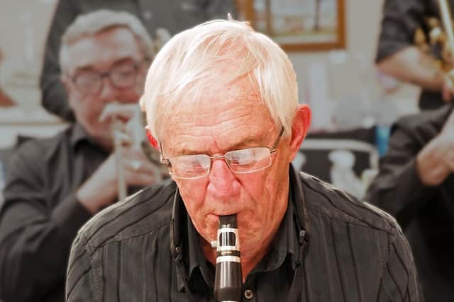 Harry Colledge playing the clarinet.