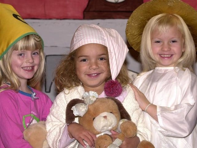 Norbreck Primary School, 2001. Left: Zoe Norbury, Courtney Withers and Bethany Nixson, 2001