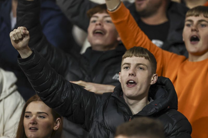 Blackpool fans at Bloomfield Road for the defeat to Derby County.