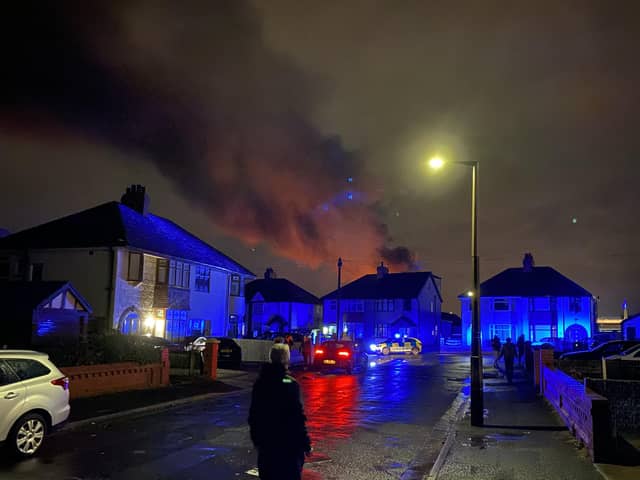 A “number of JCBs” went up in flames went up in flames on a car park in Cleveleys