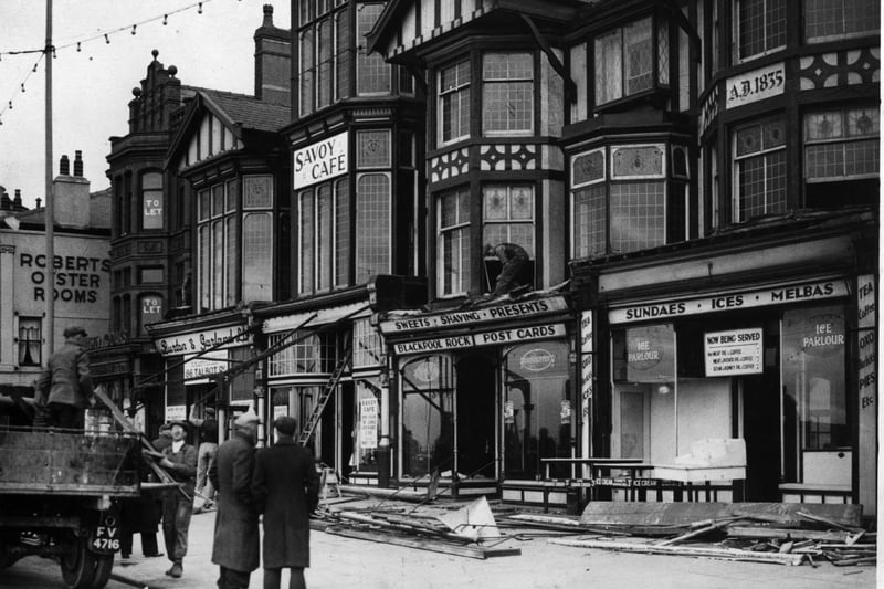 Savoy Cafe, October 1937. This was onCentral Promenade and shows the demolition of the buildings (including the Savoy Cafe ) between Church Street and West Street. Robert's Oyster Bar on the far left